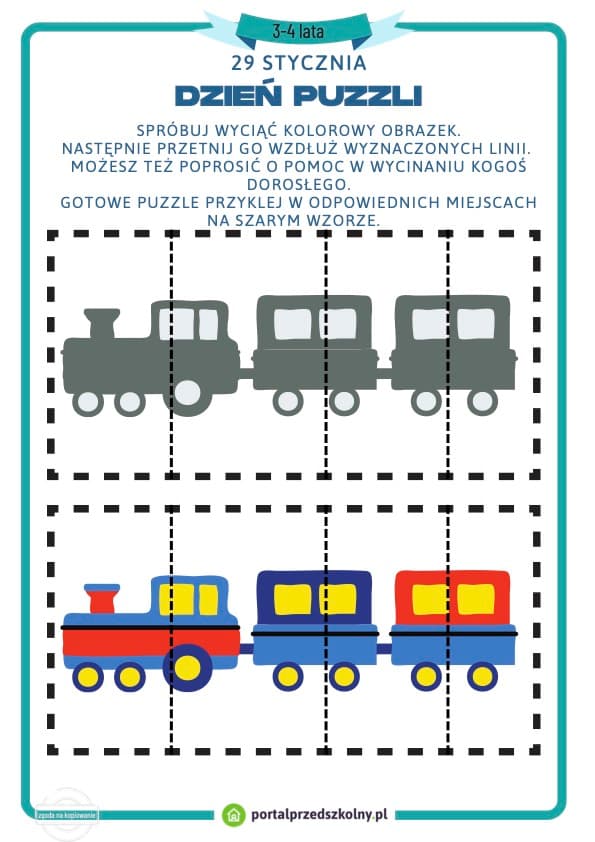   Karta pracy dla 3 i 4-latków na 29 stycznia (Dzień Puzzli)