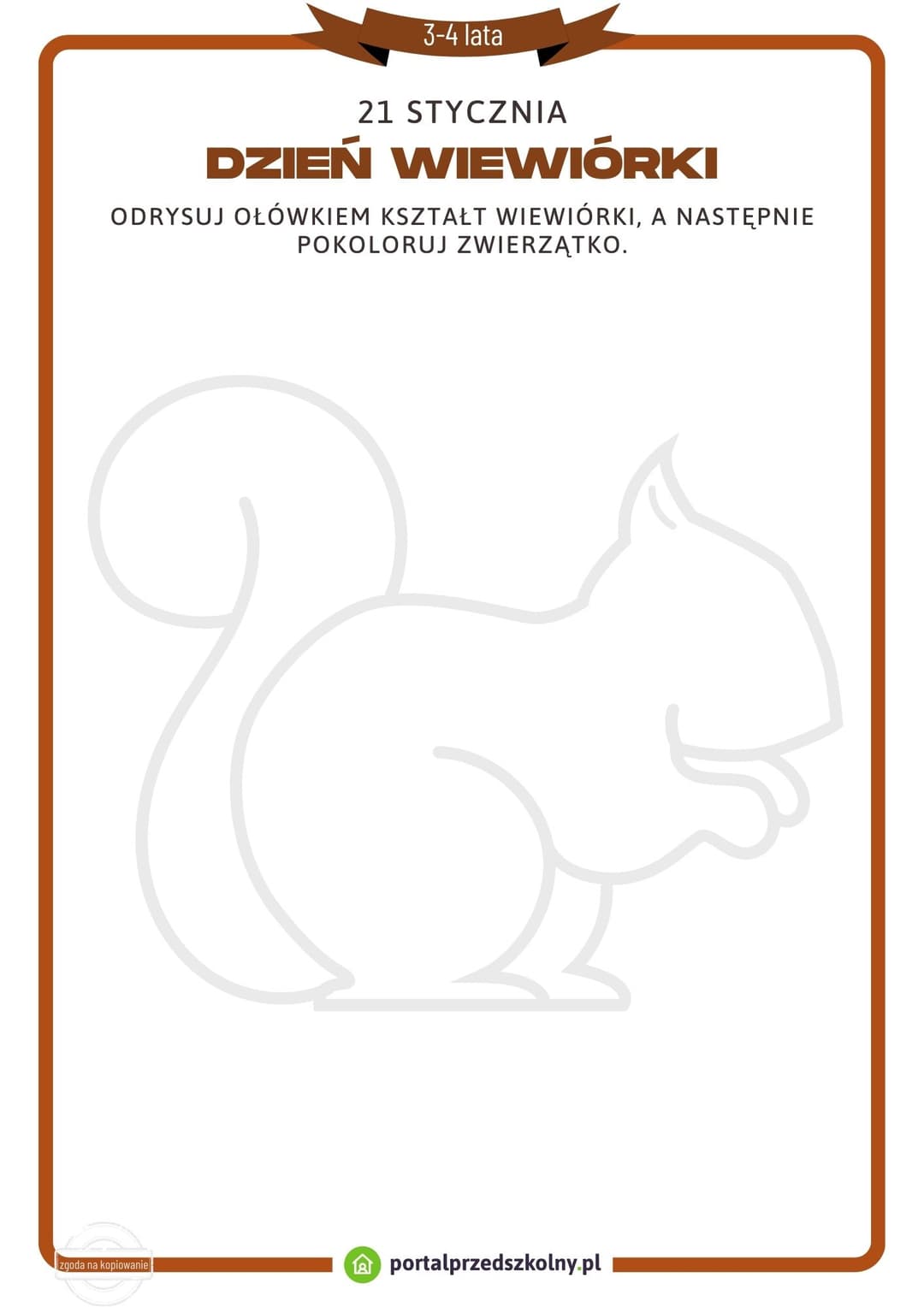Karta pracy dla 3-4-latków na 21 stycznia (Dzień Wiewiórki)