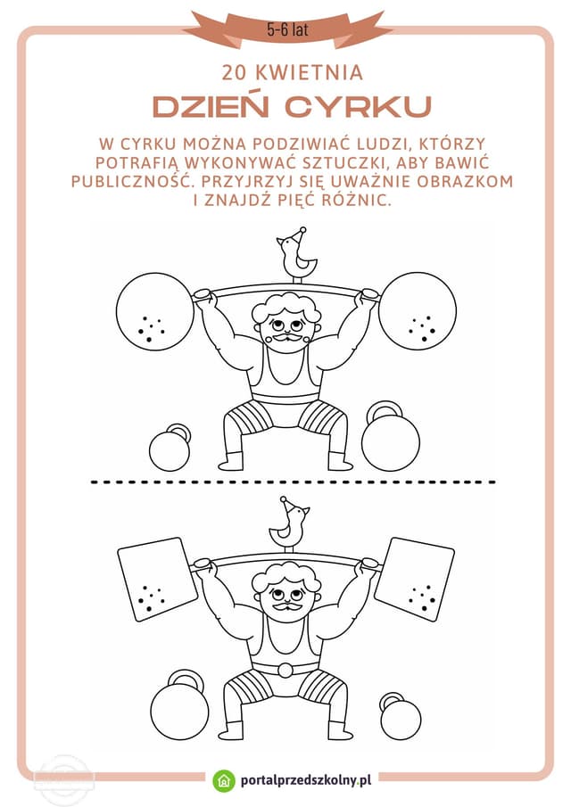   Karta pracy dla 5 i 6-latków na 20 kwietnia (Dzień Cyrku)