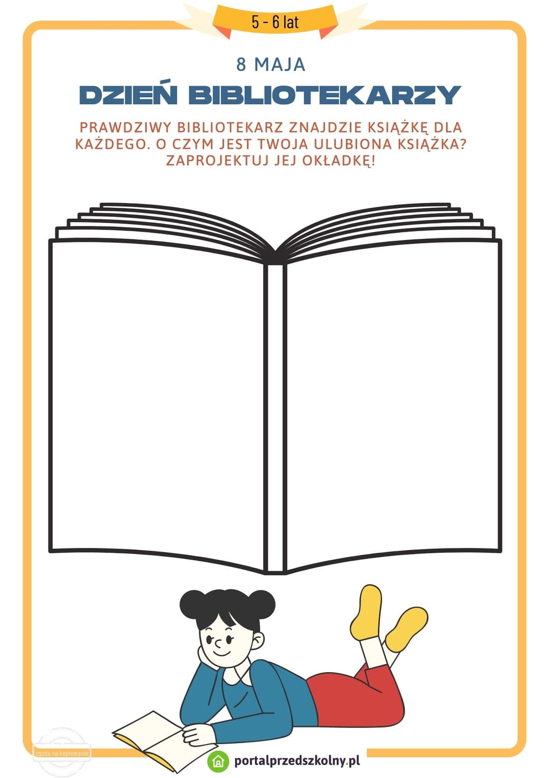   Karty pracy dla 5-6 latków na 8 maja (Dzień Bibliotekarza)