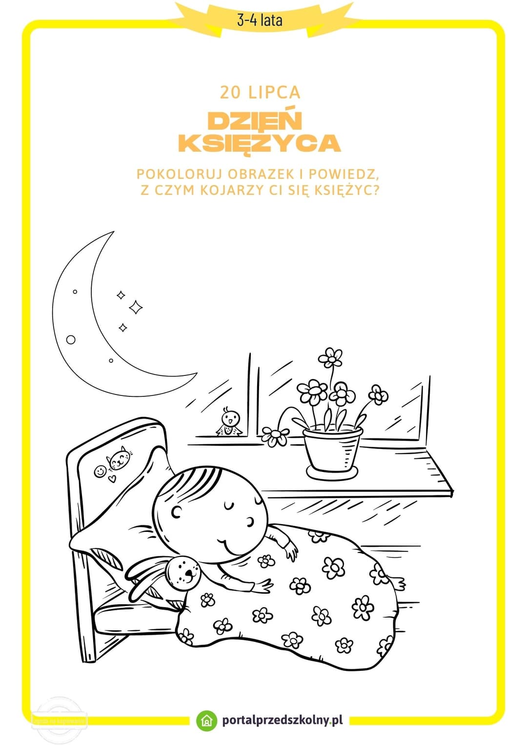 Karta pracy dla 3 i 4-latków na 20 lipca (Dzień Księżyca) 