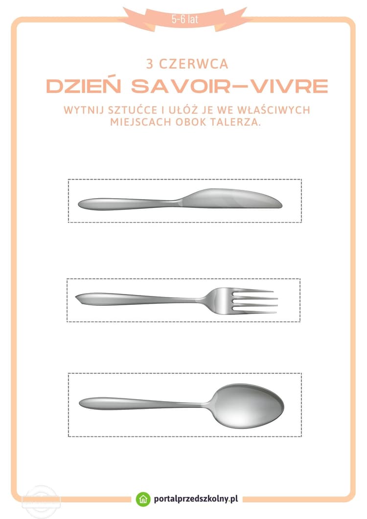   Karta pracy dla 5 i 6-latków na 3 czerwca (Dzień Savoir-Vivre)