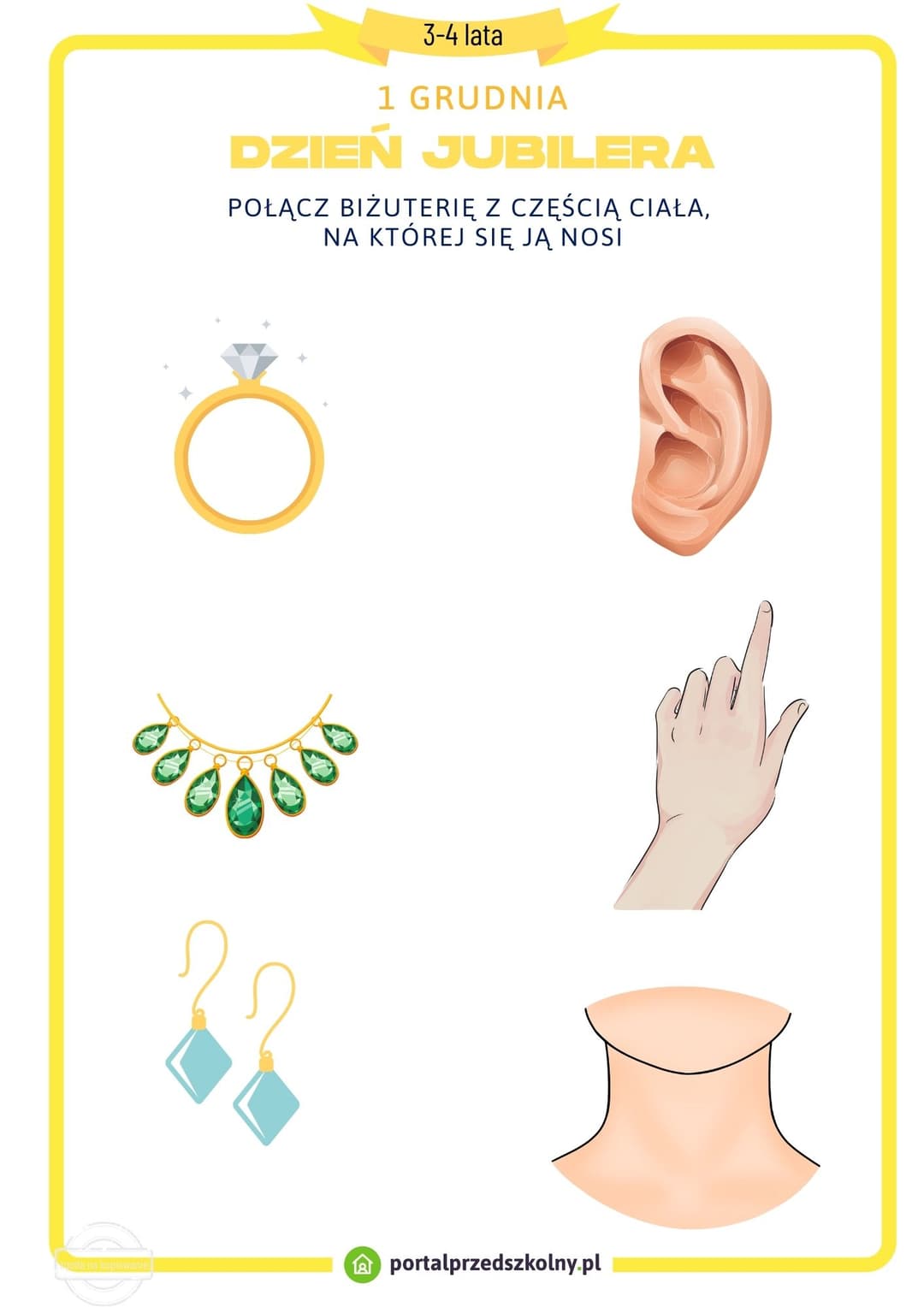   Karta pracy dla 3 i 4-latków na 1 grudnia (Dzień Jubilera)