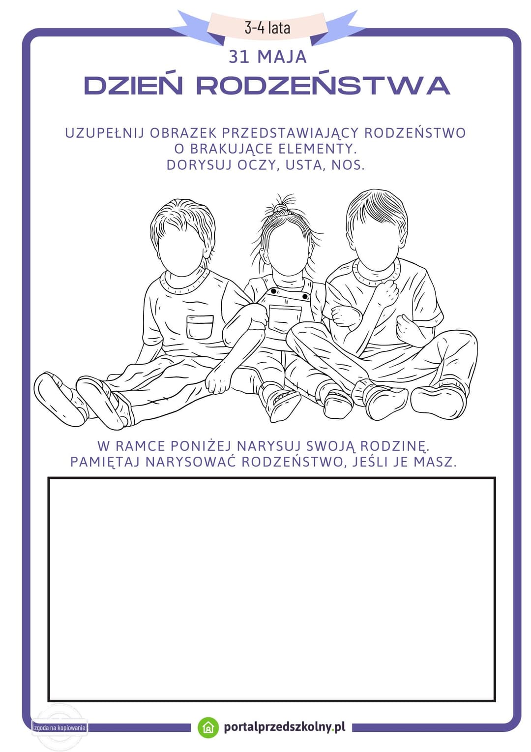 Karta pracy dla 3 i 4-latków na 31 maja (Dzień Rodzeństwa)