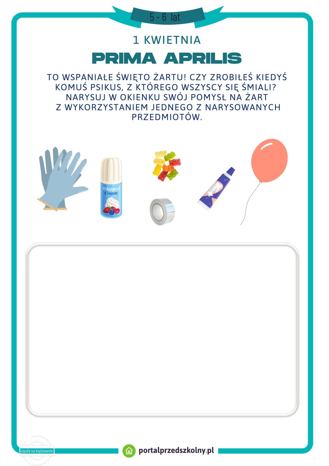 Karta pracy dla 5 i 6-latków na 1 kwietnia (Prima Aprilis)