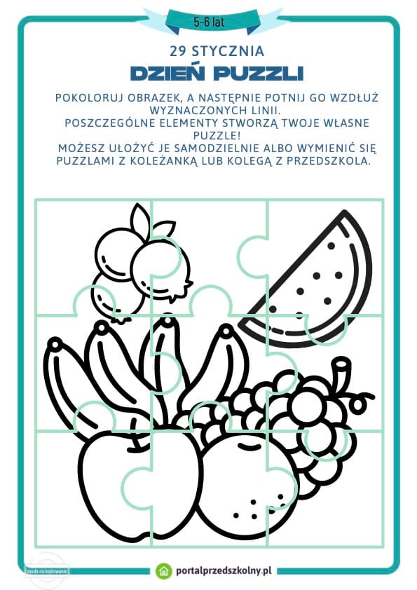   Karta pracy dla 5 i 6-latków na 29 stycznia (Dzień Puzzli)
