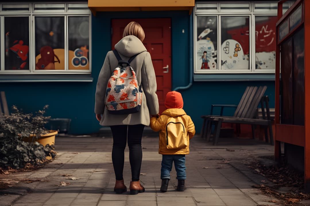 Przekształcenie oddziału zamiejscowego w przedszkole. Na zdjęciu rodzic zaprowadzający dziecko do przedszkola. 