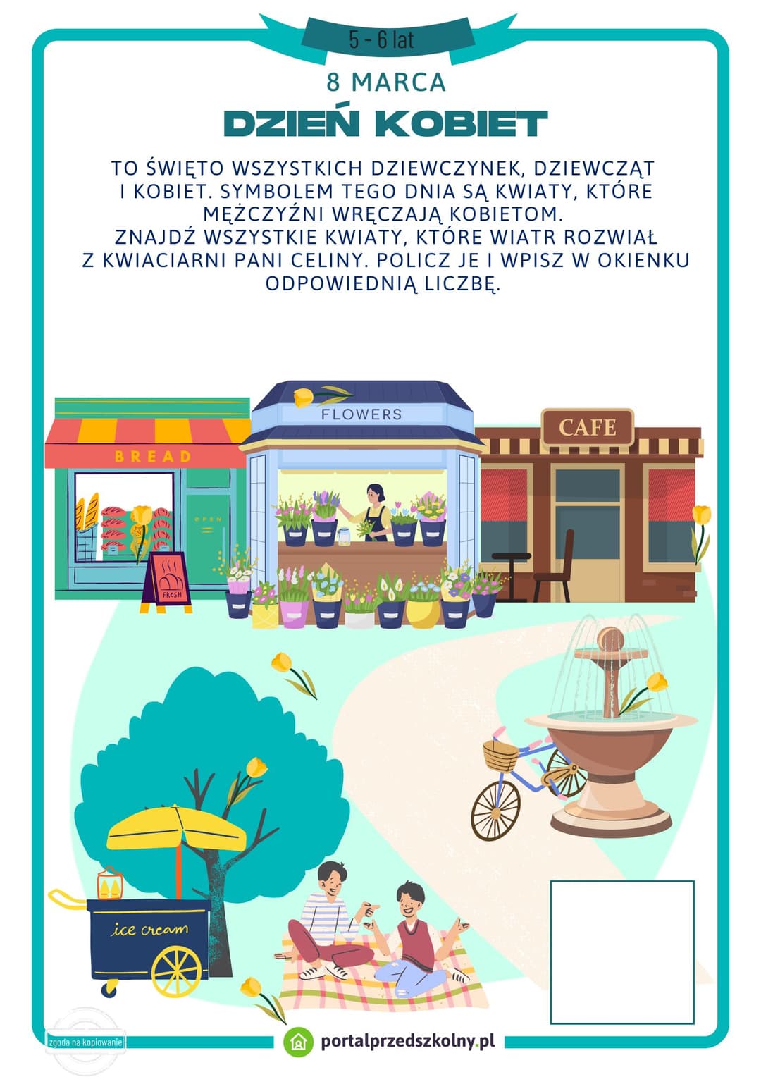   Karta pracy dla 5 i 6-latków na 8 marca (Dzień Kobiet)