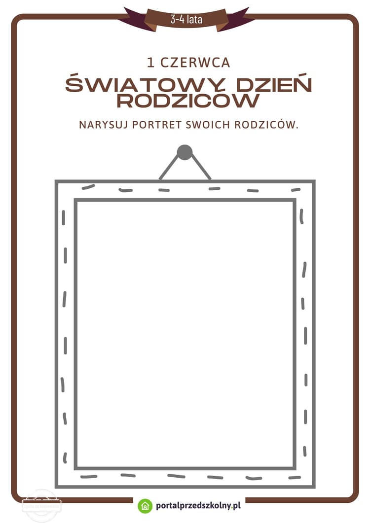 Karta pracy dla 3 i 4-latków na 1 czerwca (Dzień Rodziców)