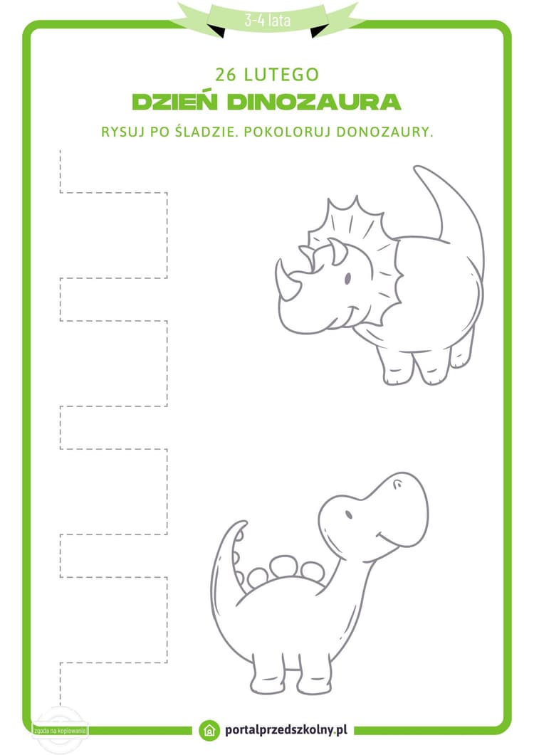   Karta pracy dla 3-4-latków na 26 lutego (Dzień Dinozaura)