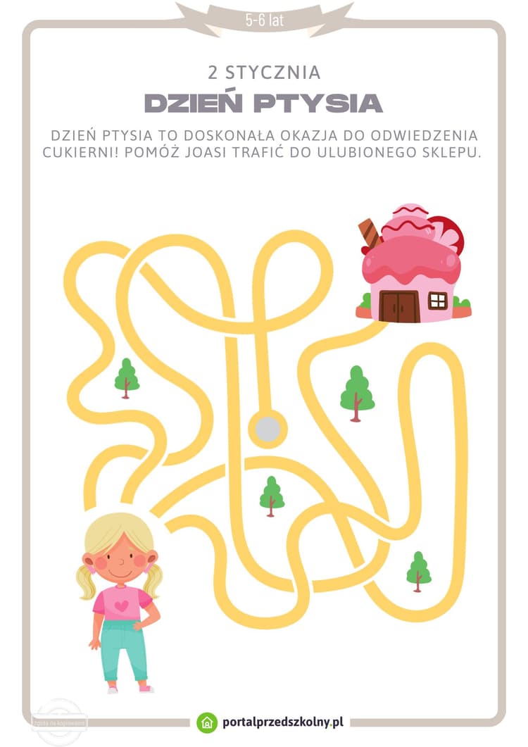   Karta pracy dla 5-6-latków na 2 stycznia (Dzień Ptysia)