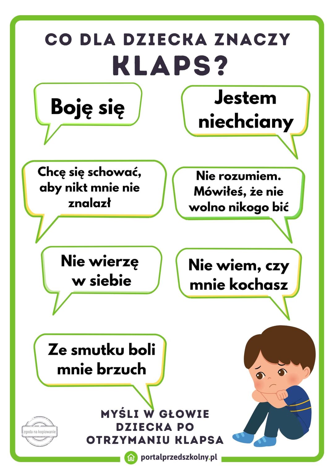 Platakt format A4. Co dla dziecka znaczy klaps