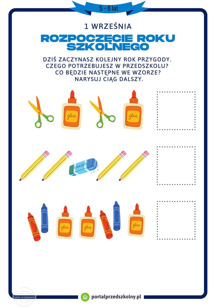   Karta pracy dla 5 i 6-latków na 1 września Pierwszy Dzień Przedszkola