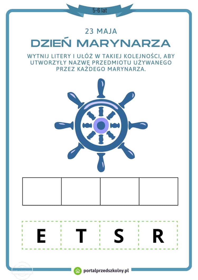   Karta pracy dla 5 i 6-latków na 25 czerwca (Dzień Marynarza)