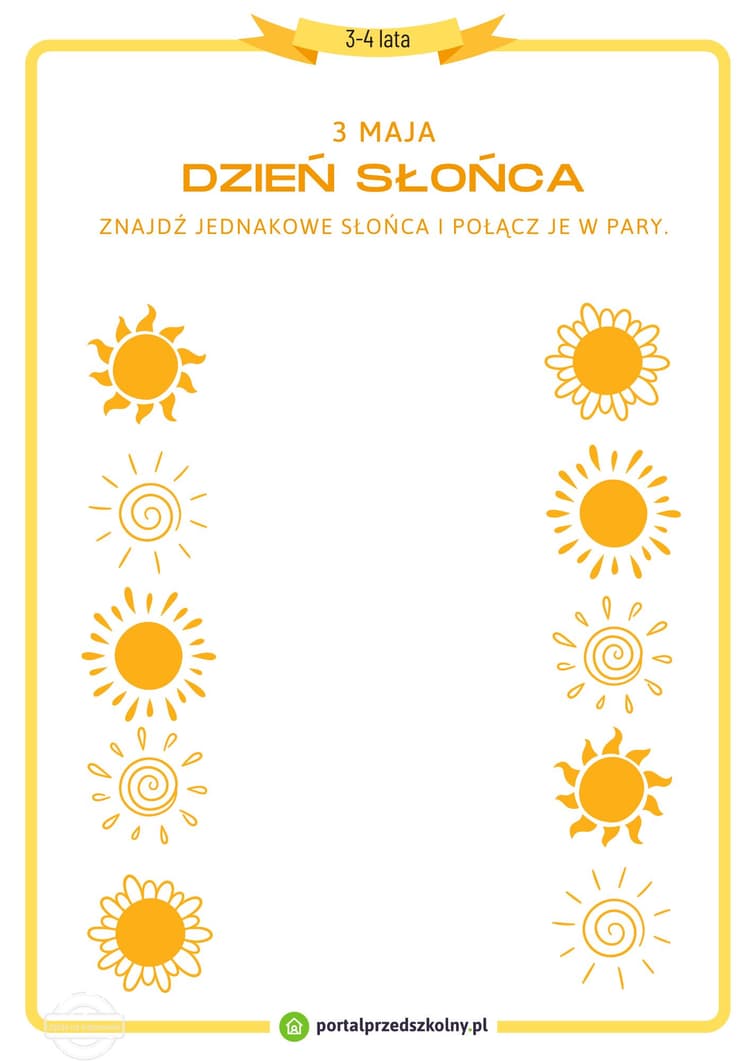   Karta pracy dla 3 i 4-latków na 3 maja (Dzień Słońca)
