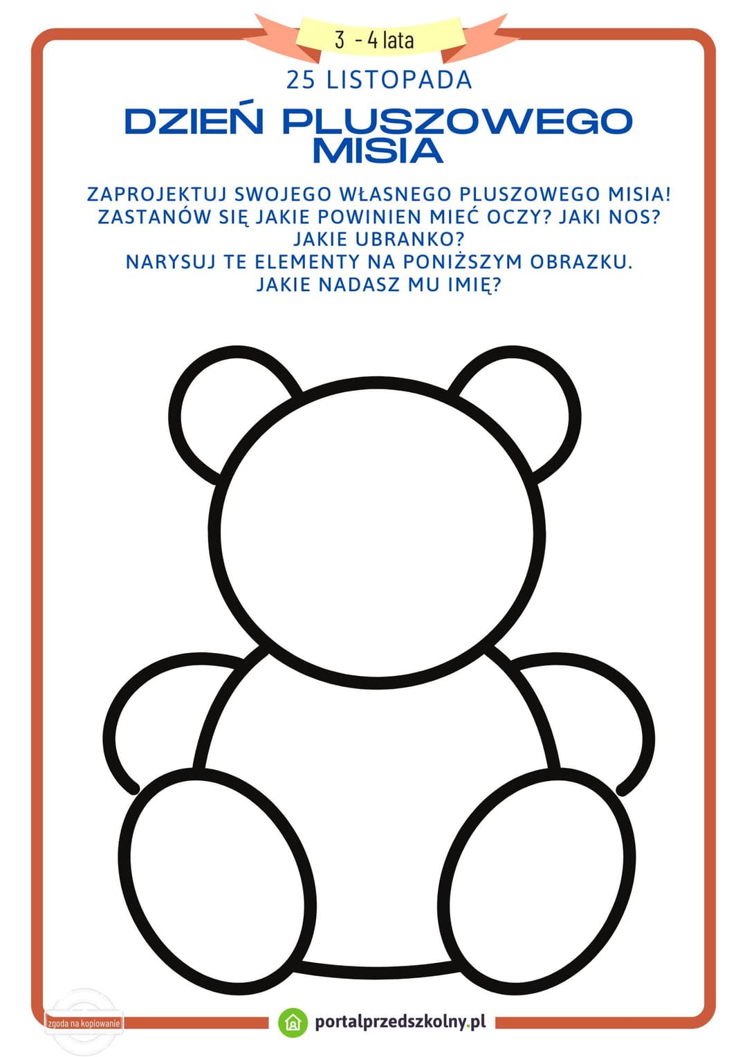 25 listopada Dzień Pluszowego Misia 3-4 lata