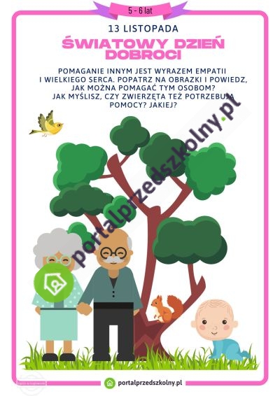 Karta pracy dla 5 i 6-latków na 13 listopada (Światowy Dzień Dobroci)