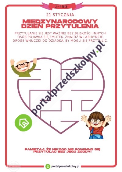   Karta pracy dla 5 i 6-latków na 21 stycznia (Dzień Przytulania)