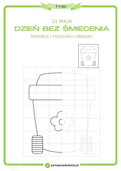 Karta pracy dla 3 i 4-latków na 11 maja (Dzień Bez Śmiecenia)