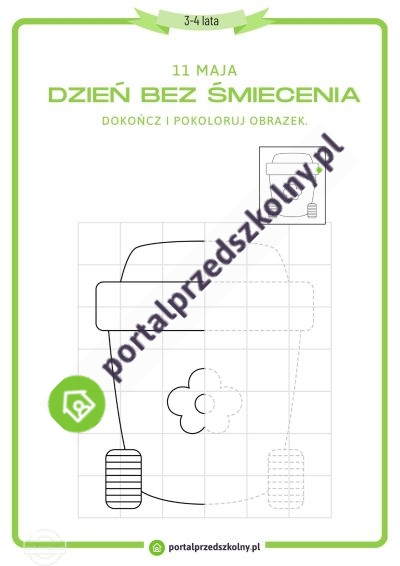 Karta pracy dla 3 i 4-latków na 11 maja (Dzień Bez Śmiecenia)