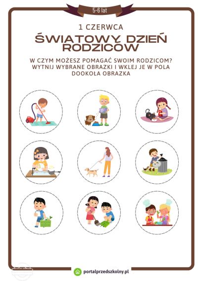 Karta pracy dla 5 i 6-latków na 1 czerwca (Dzień Rodziców)