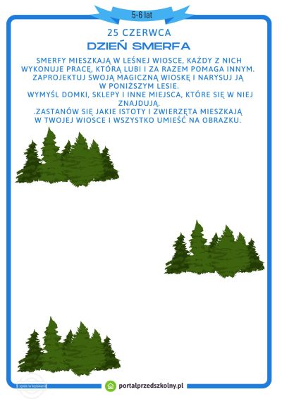 Karta pracy dla 5 i 6-latków na 25 czerwca (Dzień Smerfa) 