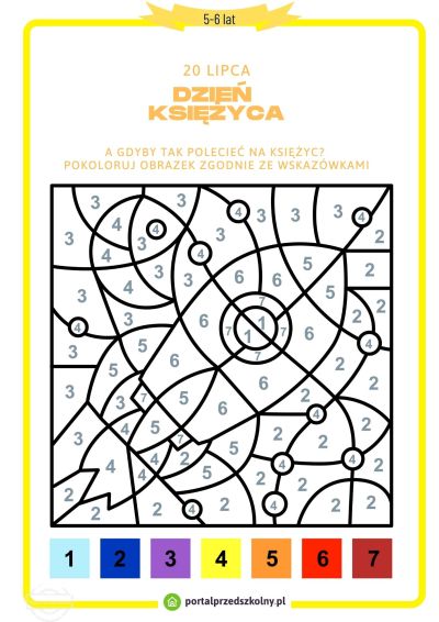 Karta pracy dla 5 i 6-latków na 20 lipca (Dzień Księżyca) 