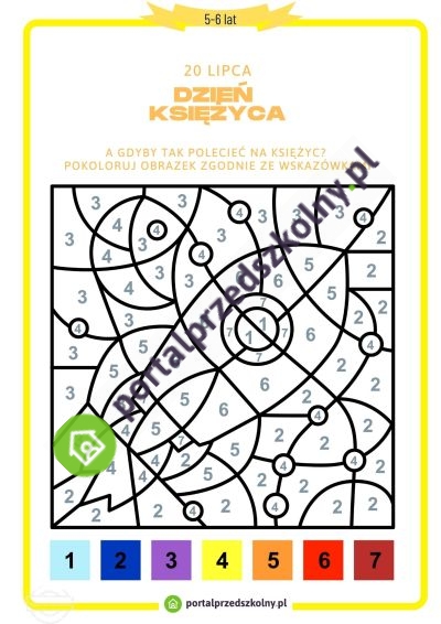 Karta pracy dla 5 i 6-latków na 20 lipca (Dzień Księżyca) 