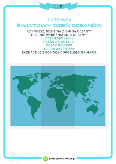 Karta pracy dla 5 i 6-latków na 8 czerwca (Światowy Dzień Oceanów) 