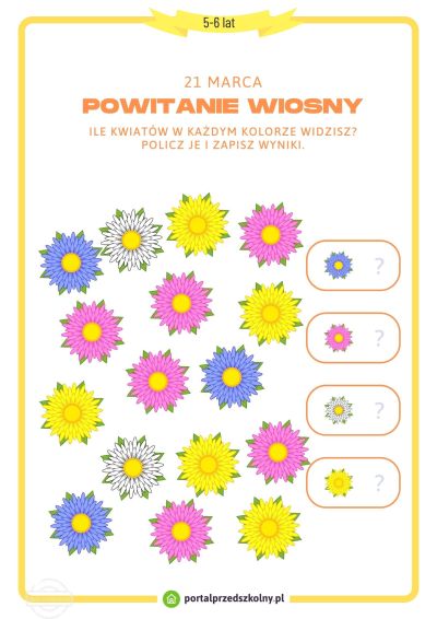 Karta pracy dla 5 i 6-latków na 21 marca (Powitanie Wiosny)