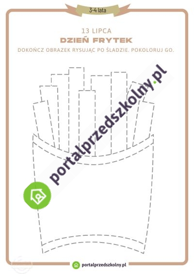 Karta pracy dla 3 i 4-latków na 13 lipca (Dzień Frytek) 