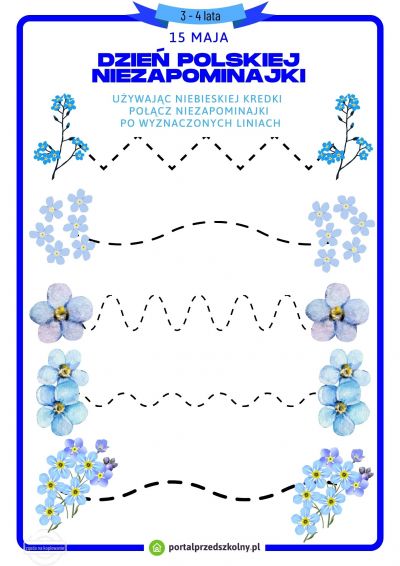 Karta pracy dla 3 i 4-latków na 15 maja (Dzień Polskiej Niezapominajki) 