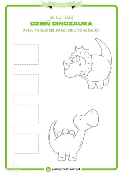 Karta pracy dla 3-4-latków na 26 lutego (Dzień Dinozaura)