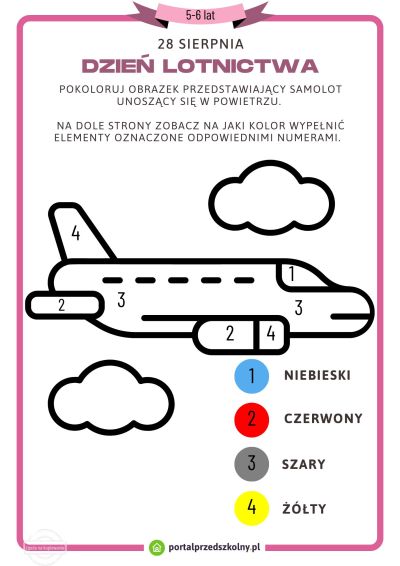 Karta pracy dla 5 i 6-latków na 28 sierpnia (Dzień Lotnictwa)