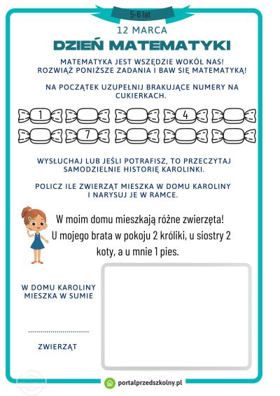 Karta pracy dla 5 i 6-latków na 12 marca (Dzień Matematyki)