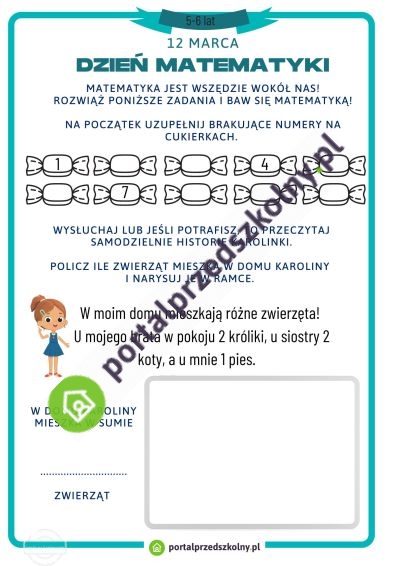 Karta pracy dla 5 i 6-latków na 12 marca (Dzień Matematyki)