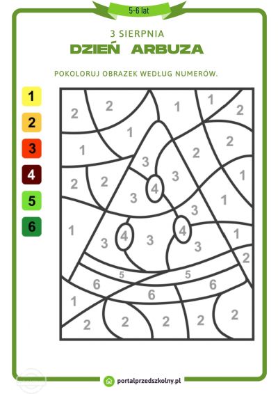 Karta pracy dla 5 i 6-latków na 3 sierpnia (Dzień Arbuza)