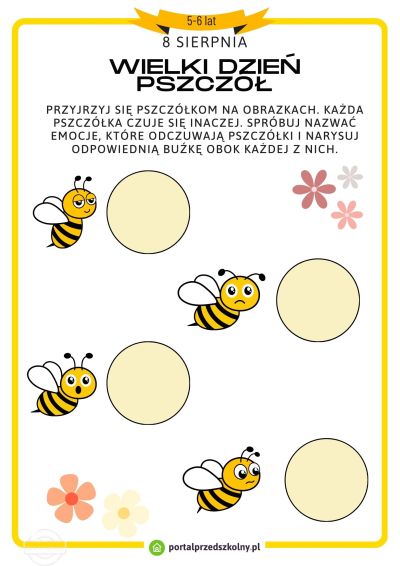 Karta pracy dla 5 i 6-latków na 8 sierpnia (Wielki Dzień Pszczół)