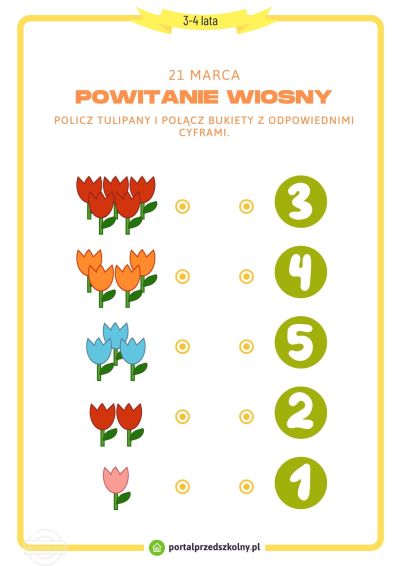 Karta pracy dla 3 i 4-latków na 21 marca (Powitanie Wiosny)