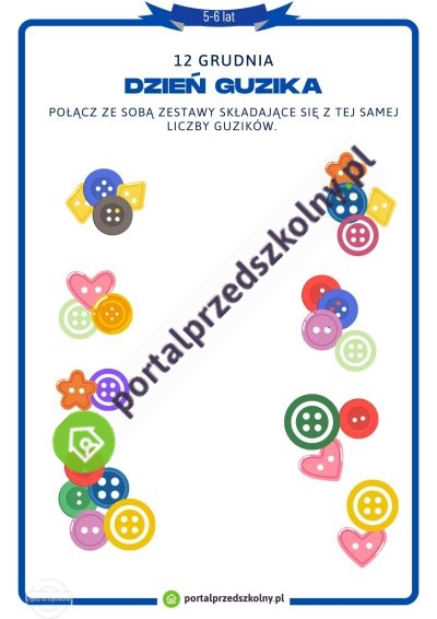 Karta pracy dla 5 i 6-latków na 12 grudnia (Dzień Guzika)