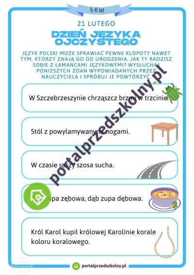 Karta pracy dla 5 i 6 latków na 21 lutego (Międzynarodowy Dzień Języka Ojczystego)