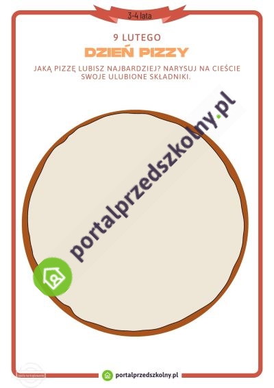 Karta pracy dla 3 i 4 latków na 9 lutego (Dzień Pizzy)