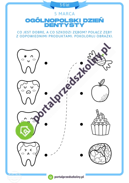   Karta pracy dla 5-6-latków na 5 marca (Ogólnopolski Dzień Dentysty)