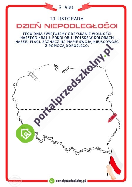   Karta pracy dla 3 i 4-latków na 11 listopada (Dzień Niepodległości)