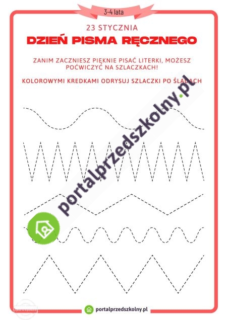   Karta pracy dla 3 i 4 latków na 23 stycznia (Dzień Pisma Ręcznego)