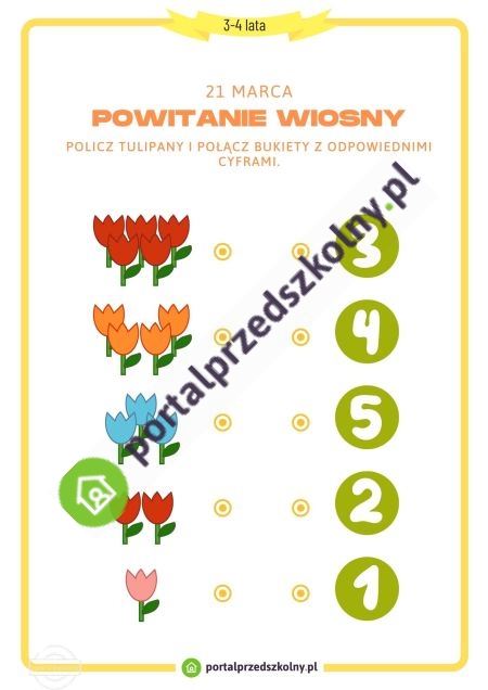 Karta pracy dla 3 i 4-latków na 21 marca (Powitanie Wiosny)