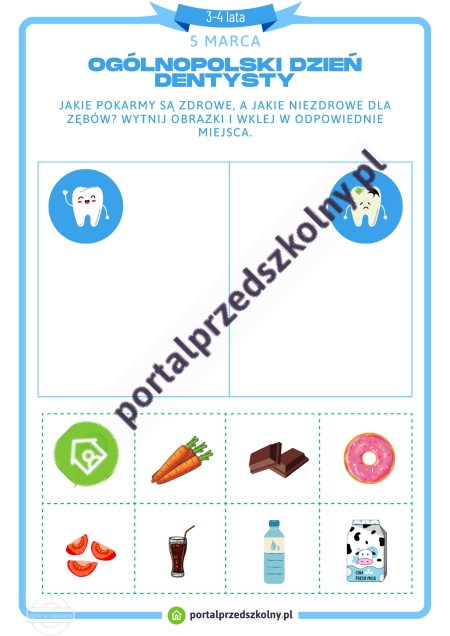 Karta pracy dla 3-4-latków na 5 marca (Ogólnopolski Dzień Dentysty)