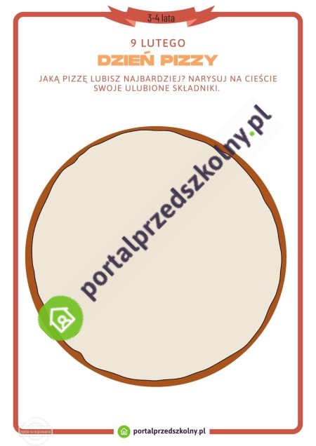 Karta pracy dla 3 i 4 latków na 9 lutego (Dzień Pizzy)