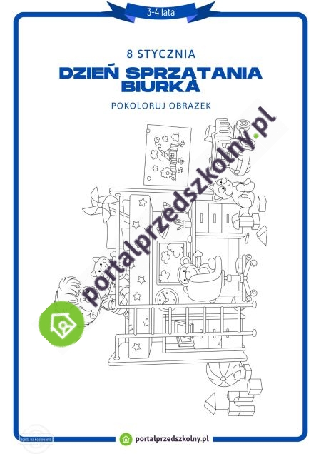   Karta pracy dla 3-4-latków na 8 stycznia (Dzień Sprzątania Biurka)