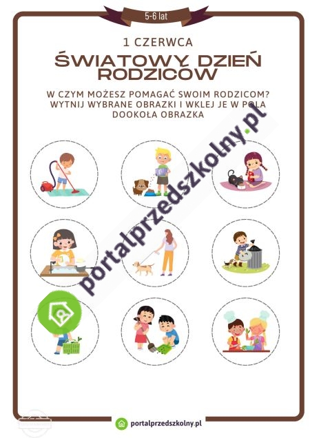 Karta pracy dla 5 i 6-latków na 1 czerwca (Dzień Rodziców)